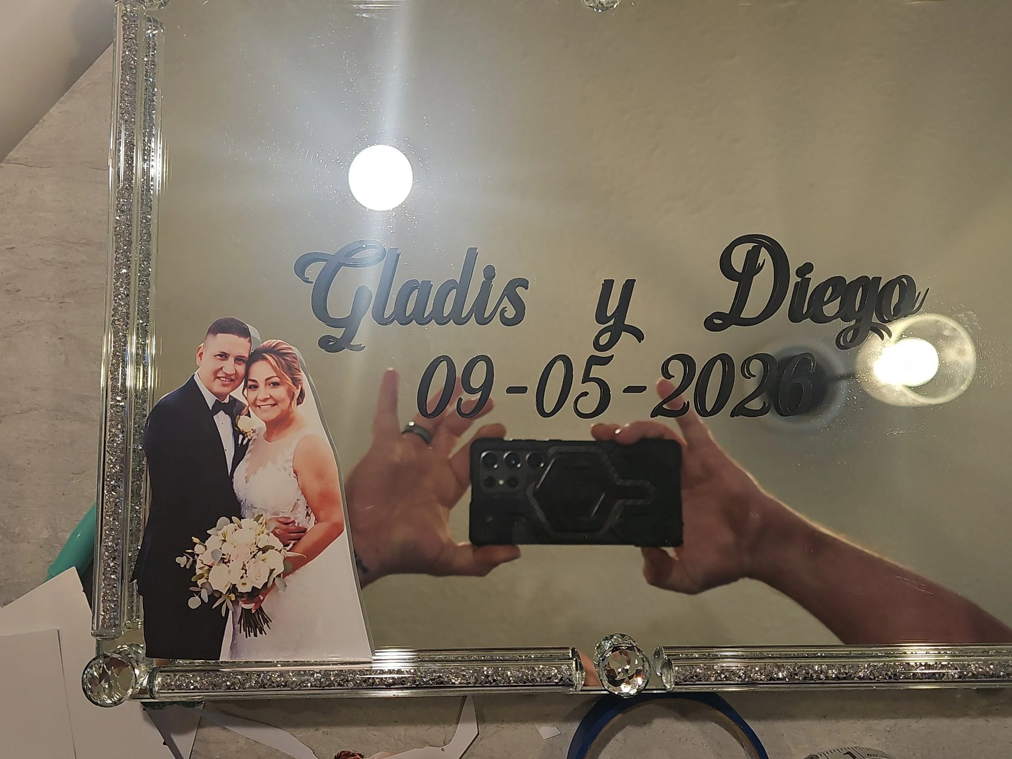 Personalized wedding tray for Gladis and Diego by Veach's Tennessee Touch