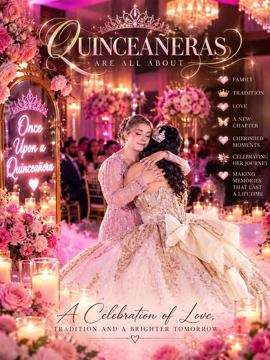 Mother and daughter quinceañera portrait by Veach's Tennessee Touch – custom event memories, Middle Tennessee