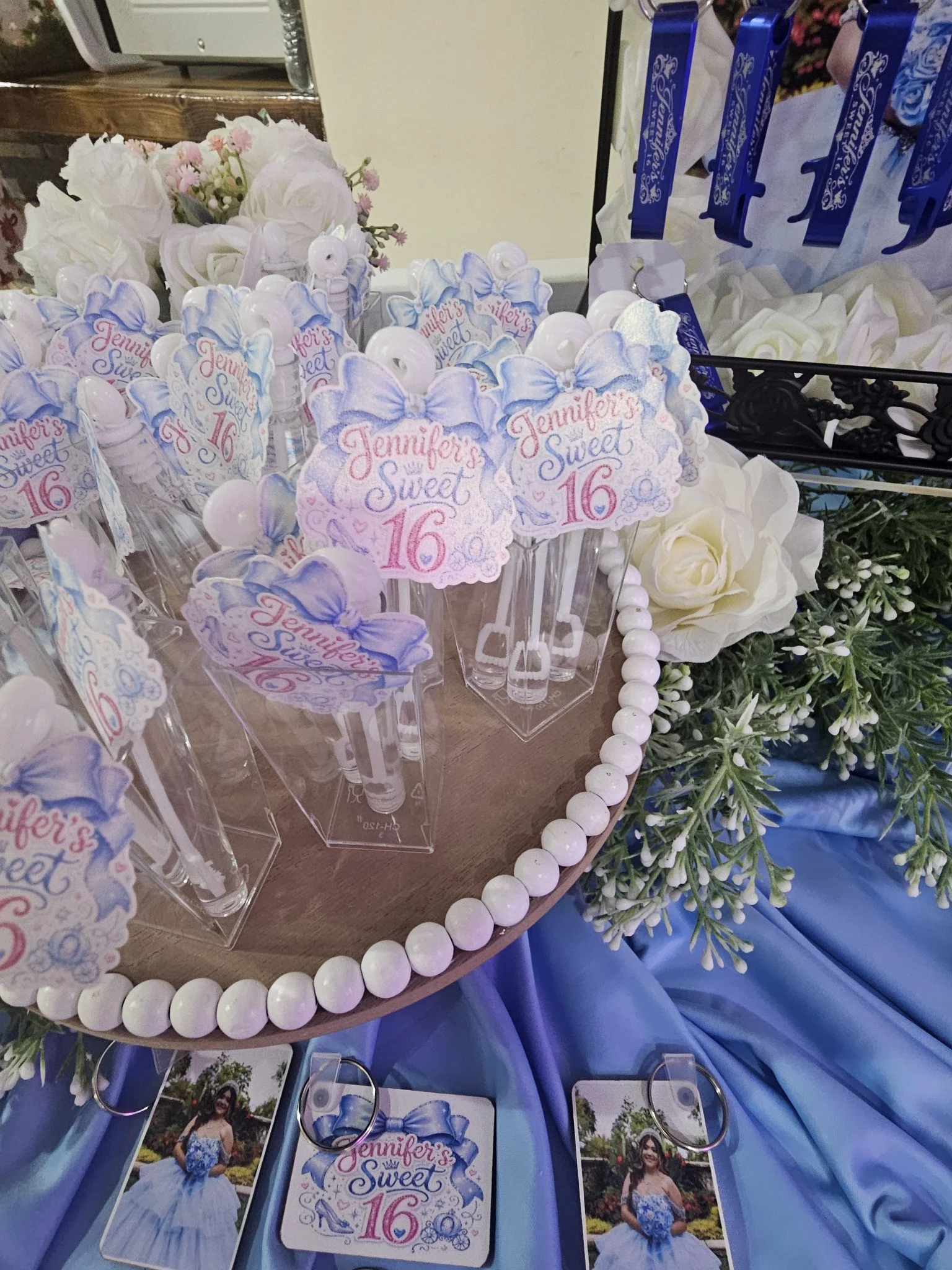 Personalized Jennifer's Sweet 16 bubbles and photo keychains – Veach's Tennessee Touch, Columbia TN