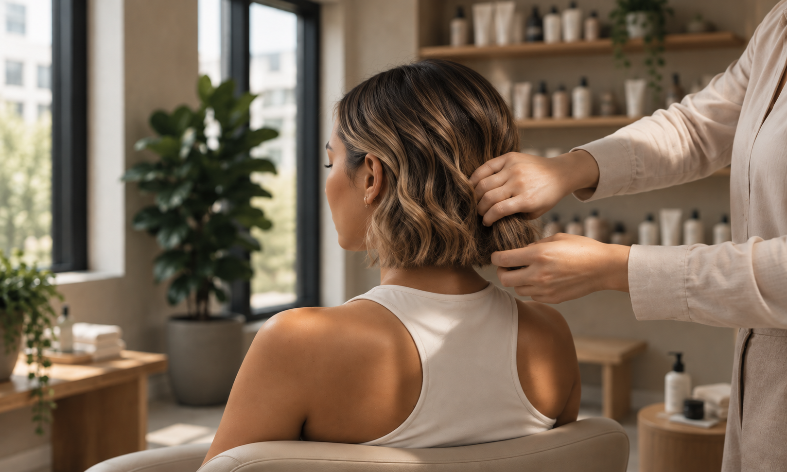 Hair finishing after a Head Spa and scalp care treatment