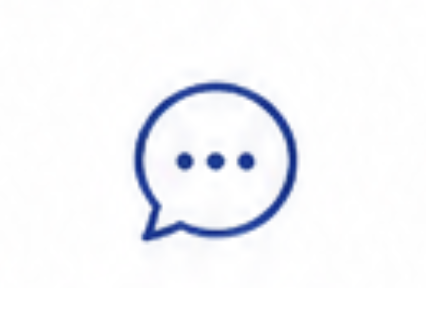 Blue chat bubble with three dots inside.