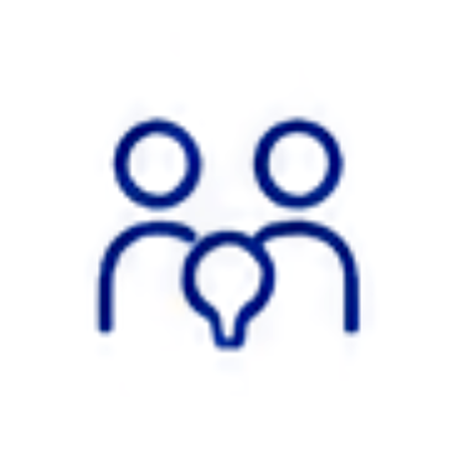Outline of three people, two standing close together with one slightly behind, depicted with blue lines on a white background.