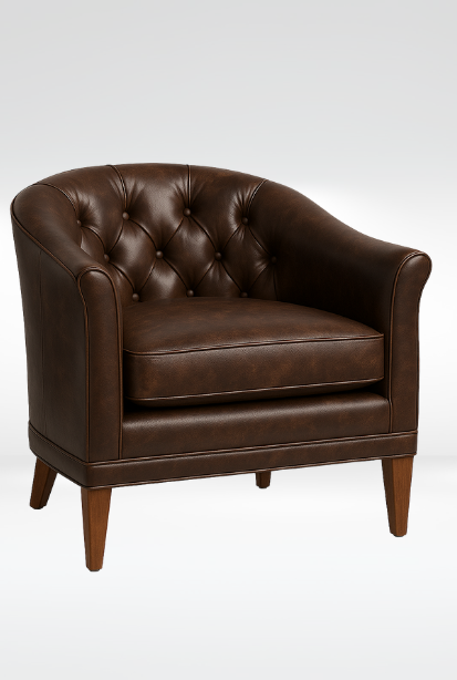 Ashton Tufted Chair || Pictured in Applause Choco Suisse Leather

-- (Style #:) JW51-25
-- (Dimensions:) 30W x 32D x 32H
-- (Weight:) 85lbs
--(COL Req:) 119 sq ft | COM Req: 7yds