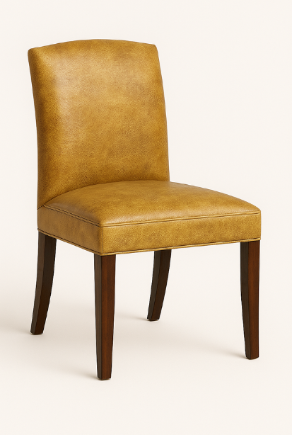 Venezia Chair || Pictured in Road Warrior Boundaries Leather

-- (Style #:) JW57-25
-- (Dimensions:) 19W x 27D x 40H
-- (Weight:) 50lbs
-- (COL Req:) 51sq ft | COM Req: 3yds