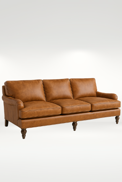 Cambridge Sofa || Shown in Cheyenne Stirrup Leather

-- (Style:) #: JW100-20
--(Dimensions:) 86W x 38D x 36H
-- (Weight:) 155lbs
-- (COL Req:) 340 sq ft | (COM Req:) 20yds