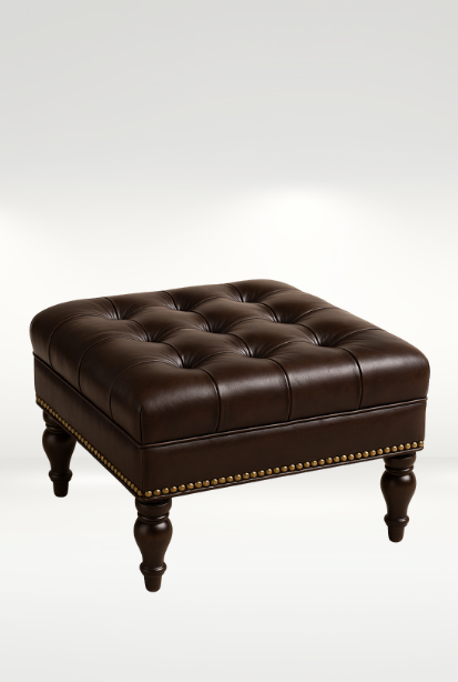 Langley Square Tufted Ottoman || Shown in Applause Choco Suisse Leather

-- (Style #:) JW07-24
-- (Dimensions:) 28W x 28D x 19H
-- (Weight:) 55lbs
-- (COL Req:) 85 sq ft | (COM Req:) 5yds