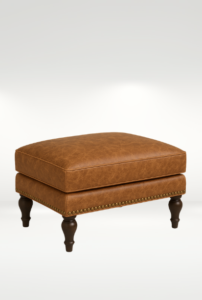 Langley Rectangle Ottoman || Shown in Cheyenne Stirrup Leather

-- (Style #:) JW04-24
-- (Dimensions:) 28W x 21D x 19H
-- (Weight:) 55lbs
-- (COL Req:) 51 sq ft | COM Req: 3yds