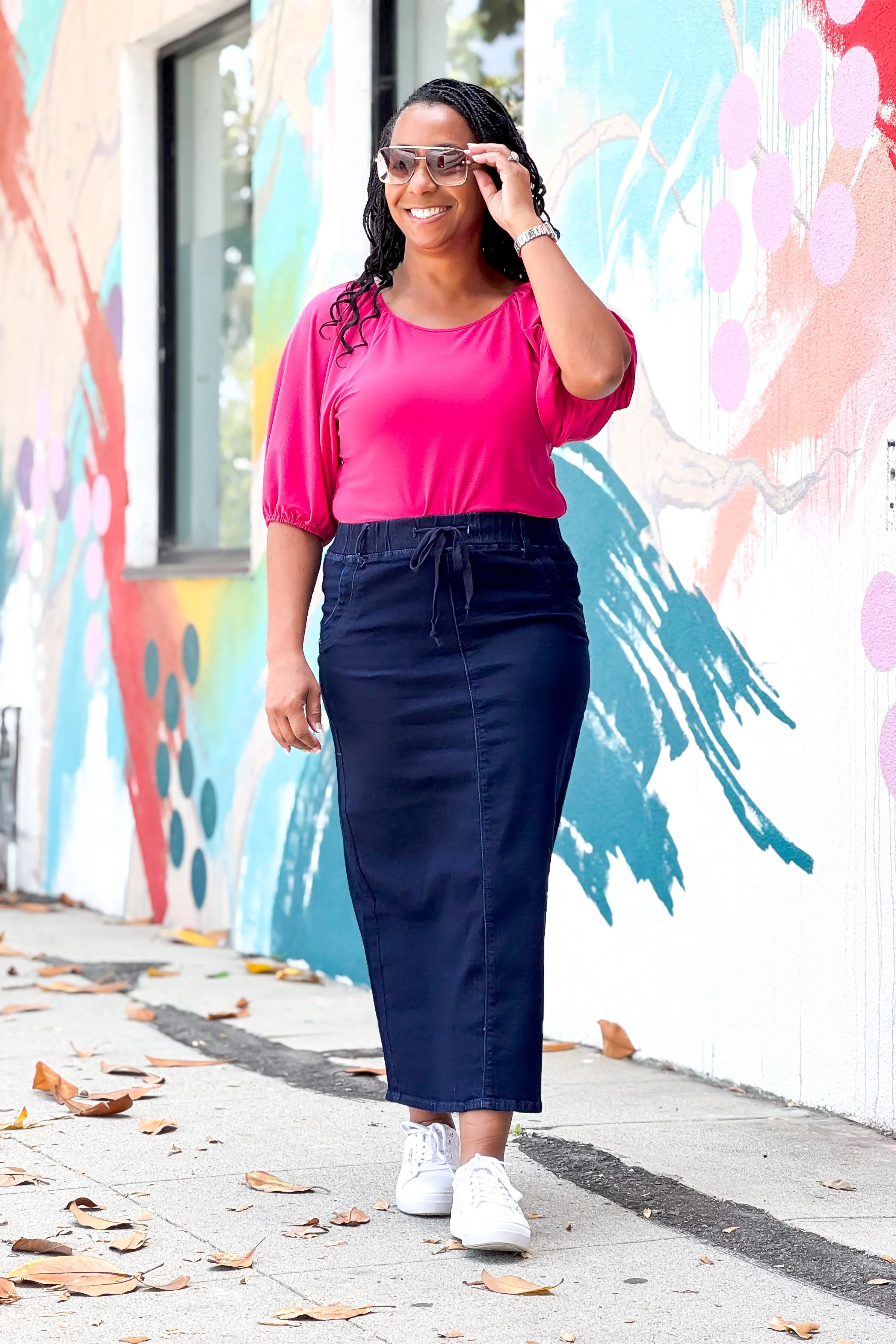 Harper Dark Wash  Drawstring Denim