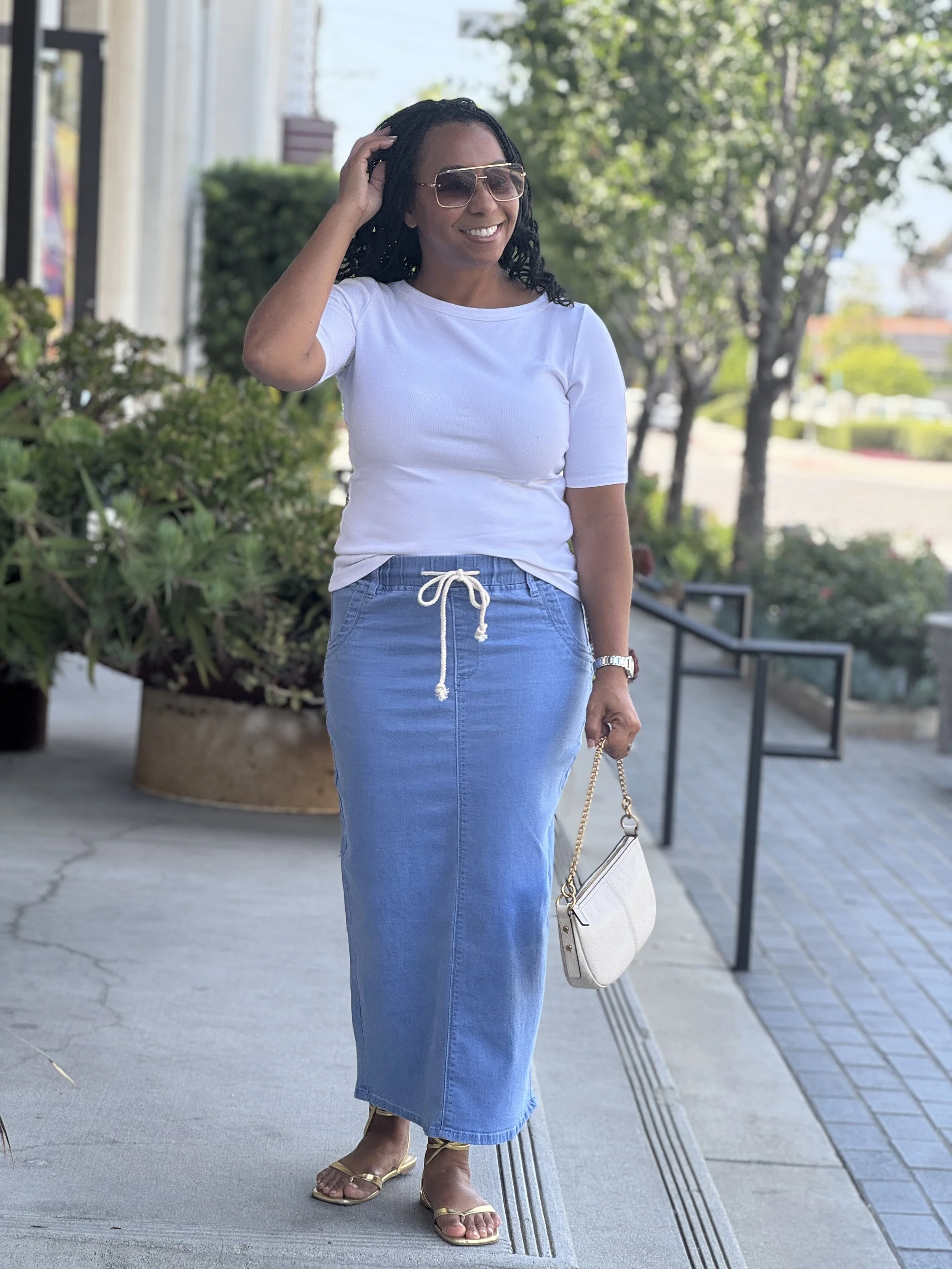 Harper Light Wash  Drawstring Denim