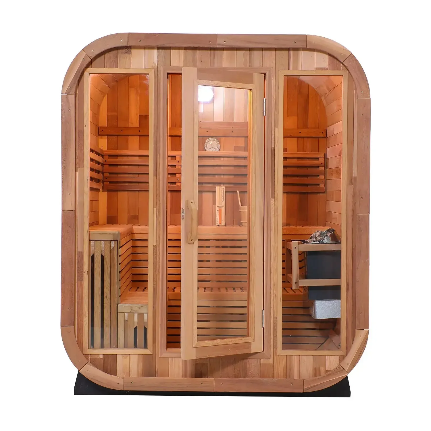 5-6 Person Red Cedar Square Outdoor Sauna Cabin