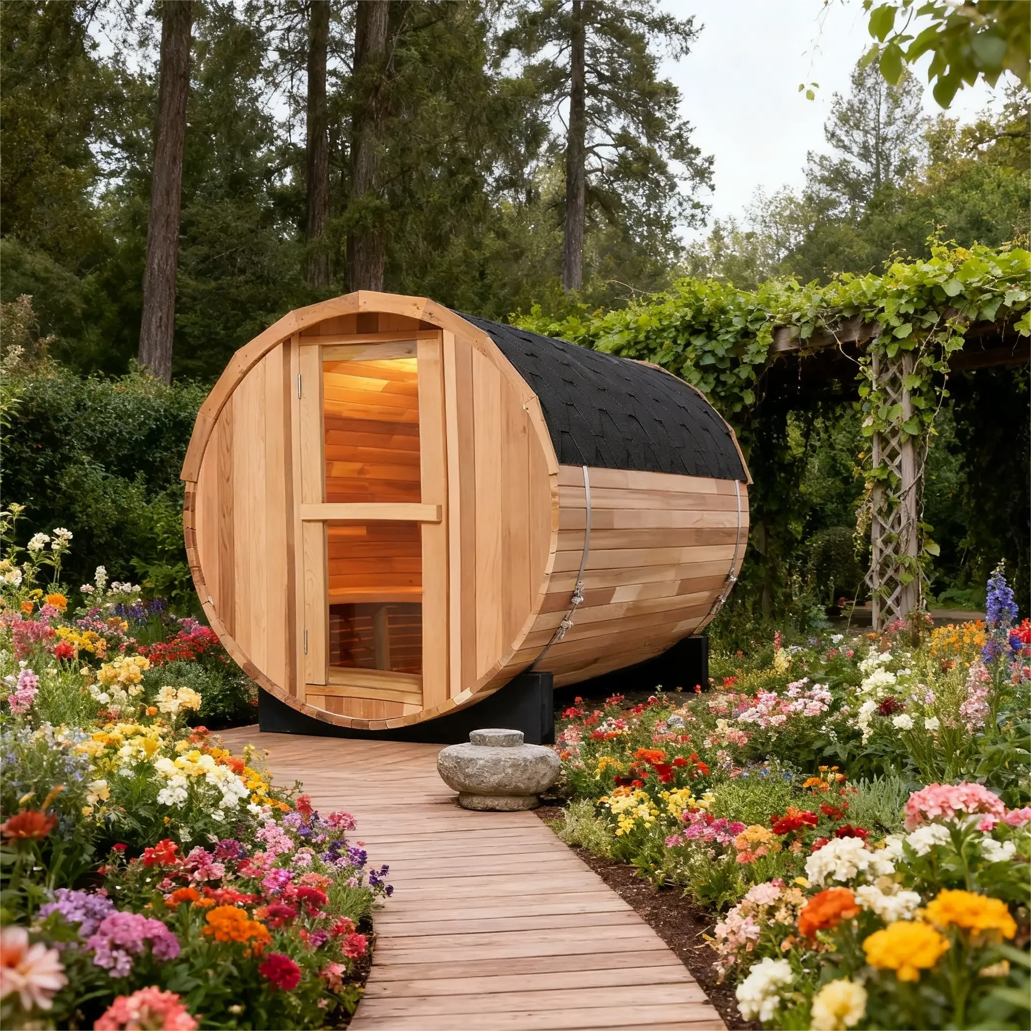 4-Person Outdoor Barrel Sauna