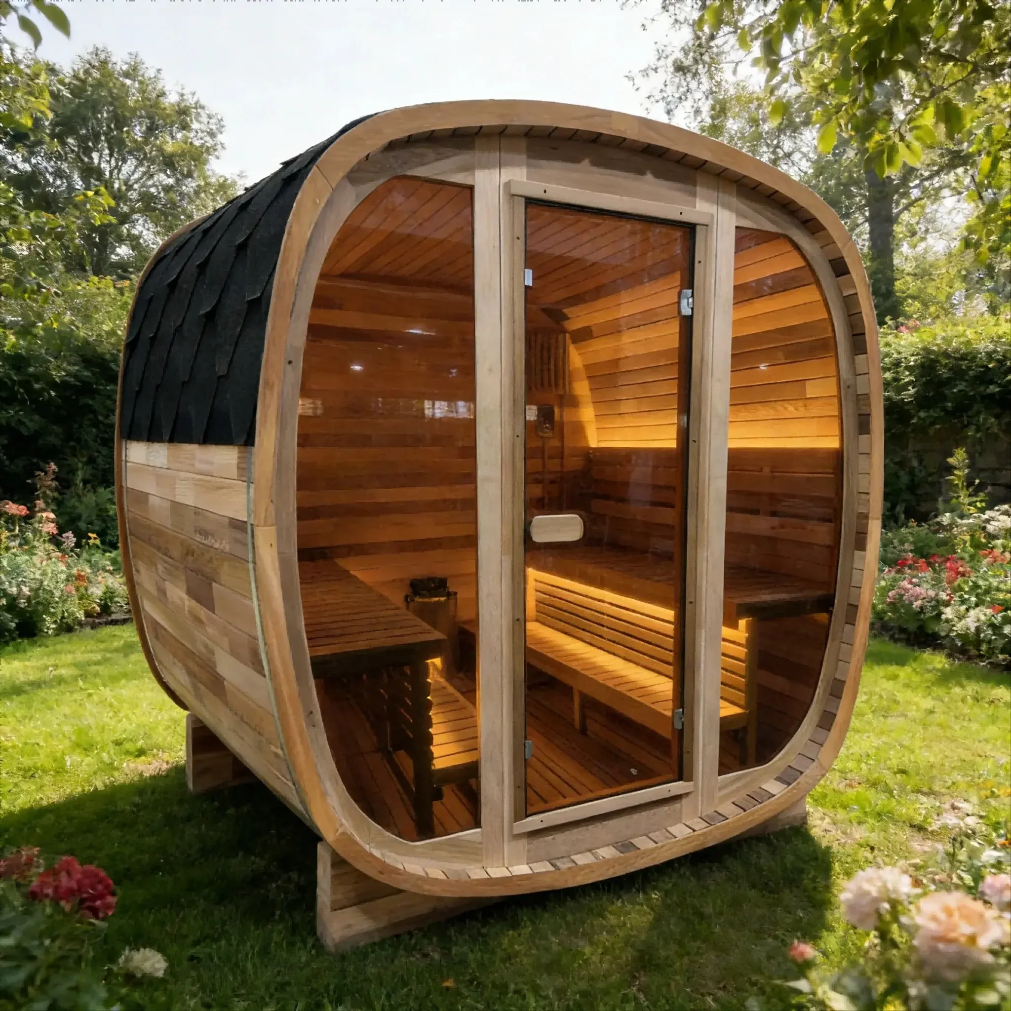 4-6PersonTintedGlassPanelandRedCedarOutdoorSquareTraditionalSteamSauna_Weather-ResistantSolidWoodSauna_3.webp