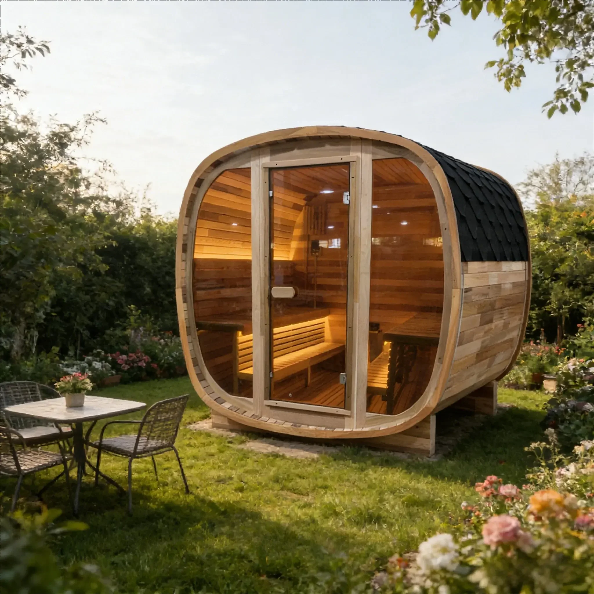 4-6PersonTintedGlassPanelandRedCedarOutdoorSquareTraditionalSteamSauna_Weather-ResistantSolidWoodSauna_6.webp