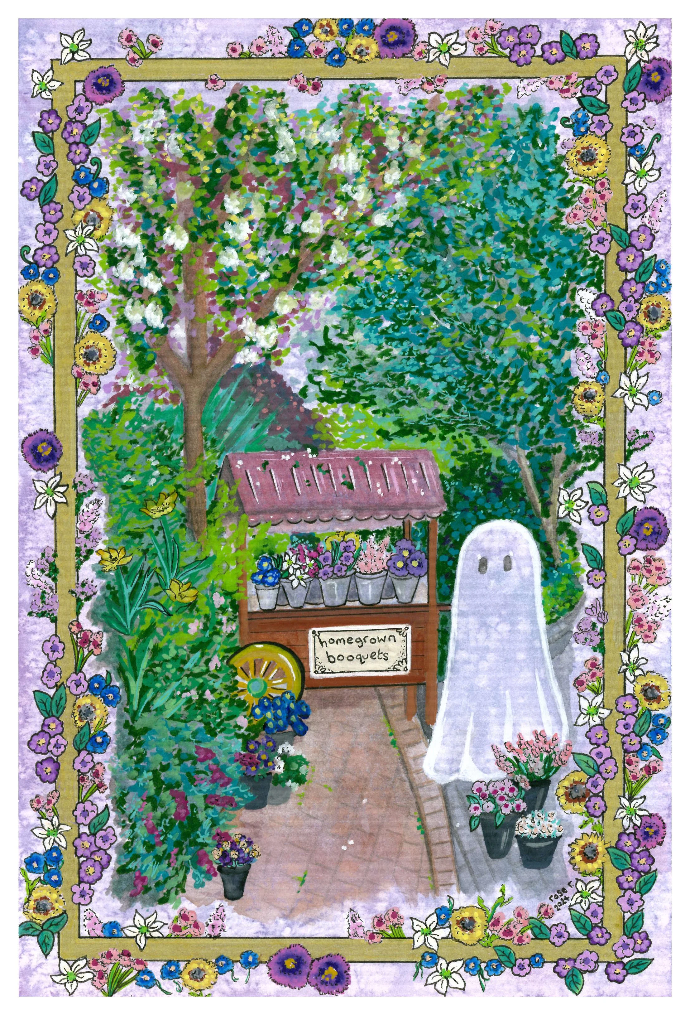 'Homegrown Booquets' - Watercolour x Posca Pen (2024)