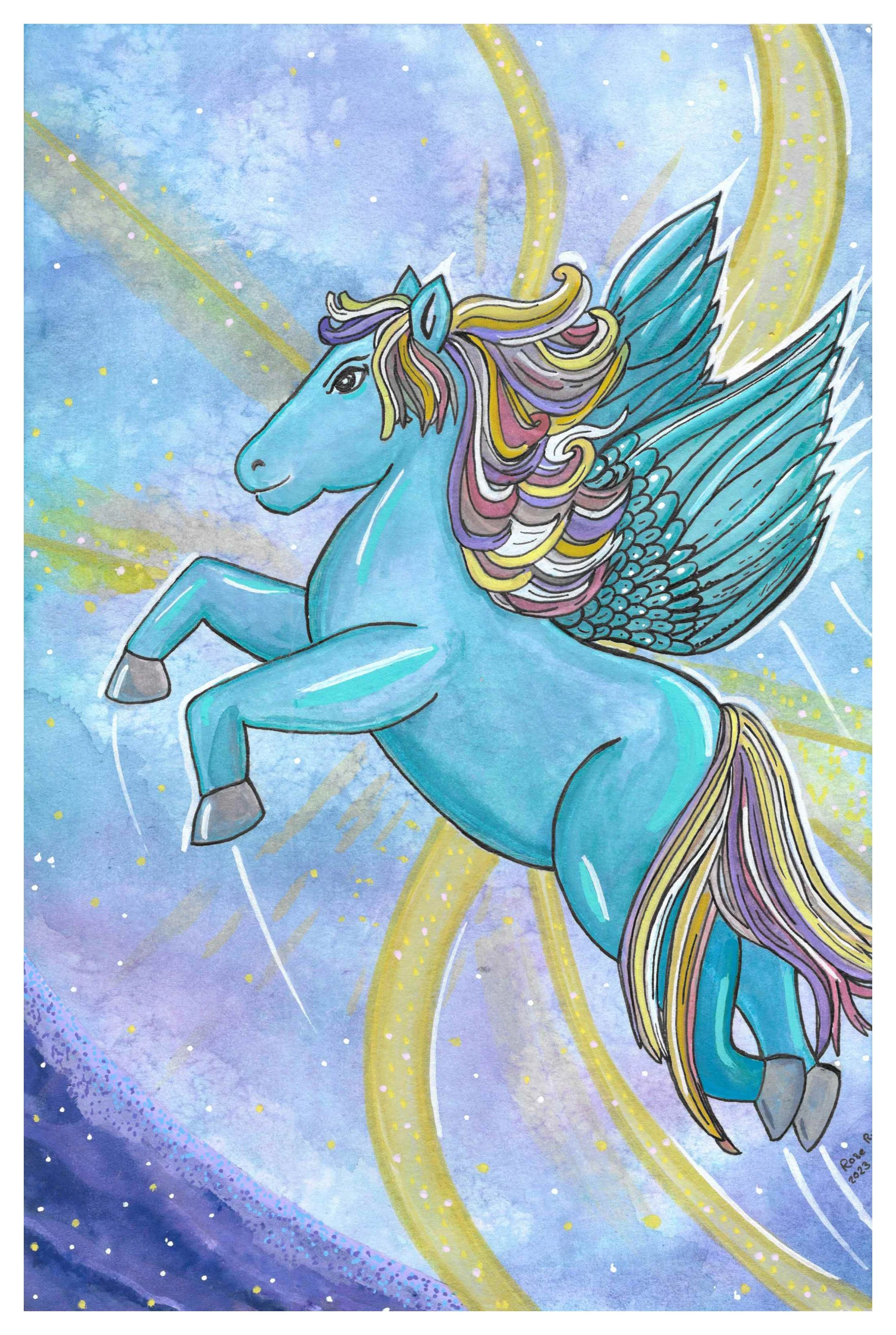 'Space Helmet Or Neigh' - Watercolour x Posca pen (2023)