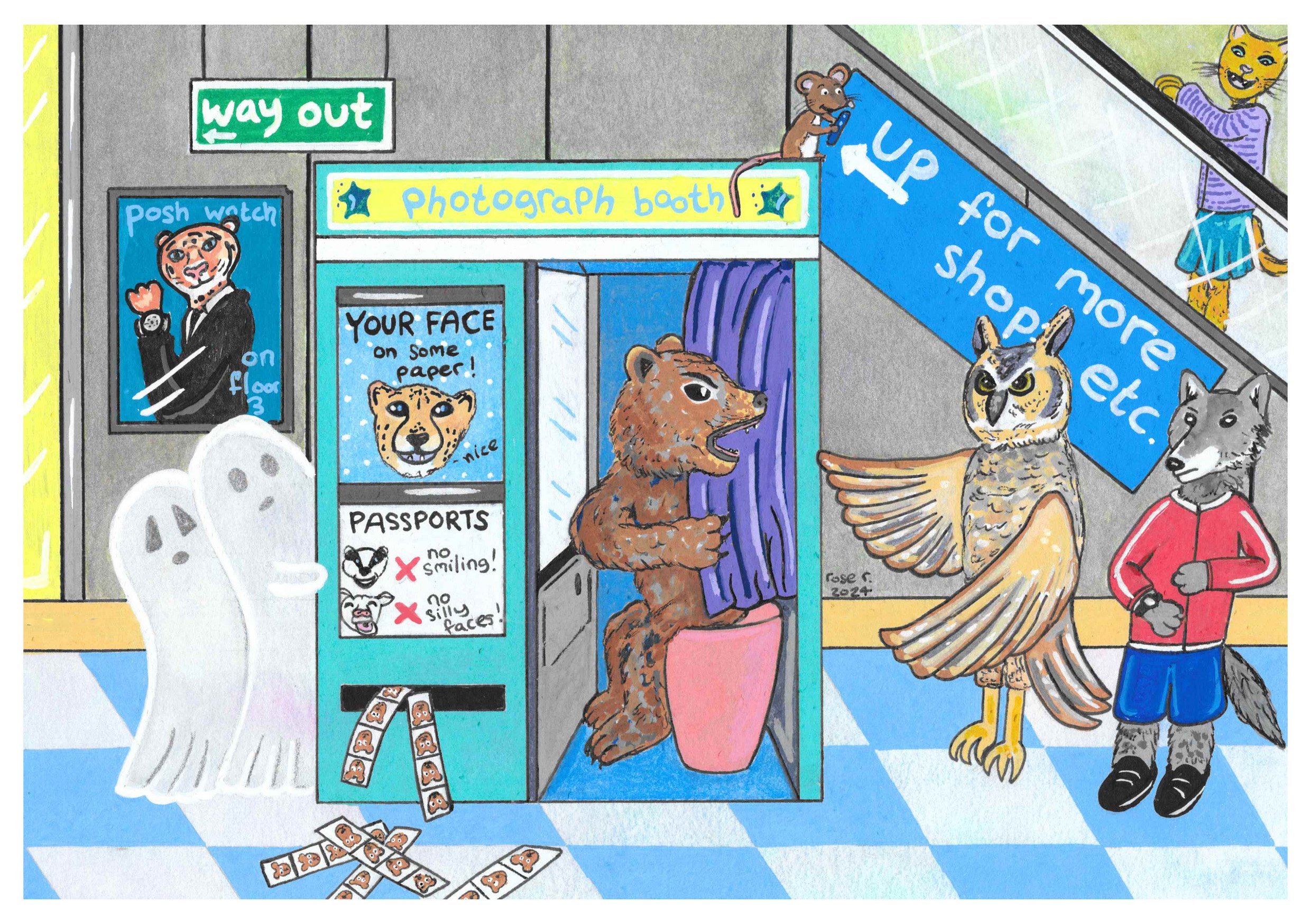 'Bit Selfish With The Photo Booth There, Bear!' - Watercolour x Posca Pen (2024)