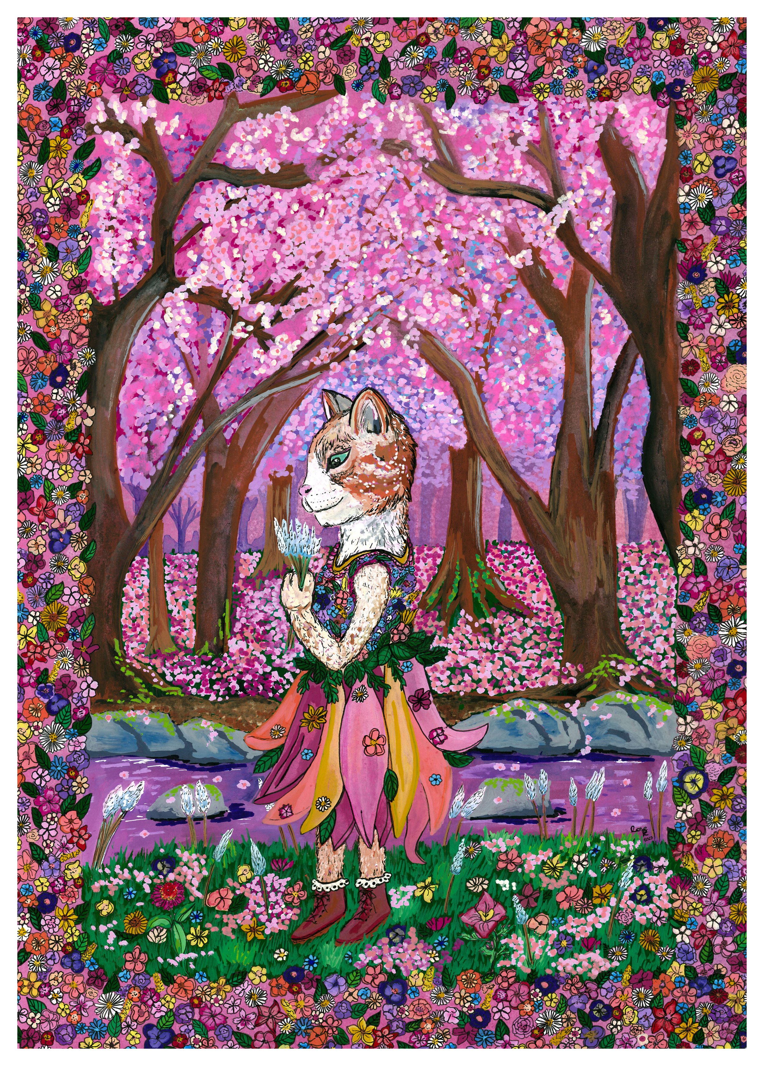 'Wildflower - Champion Of The World' - Watercolour x Posca pen (2023)