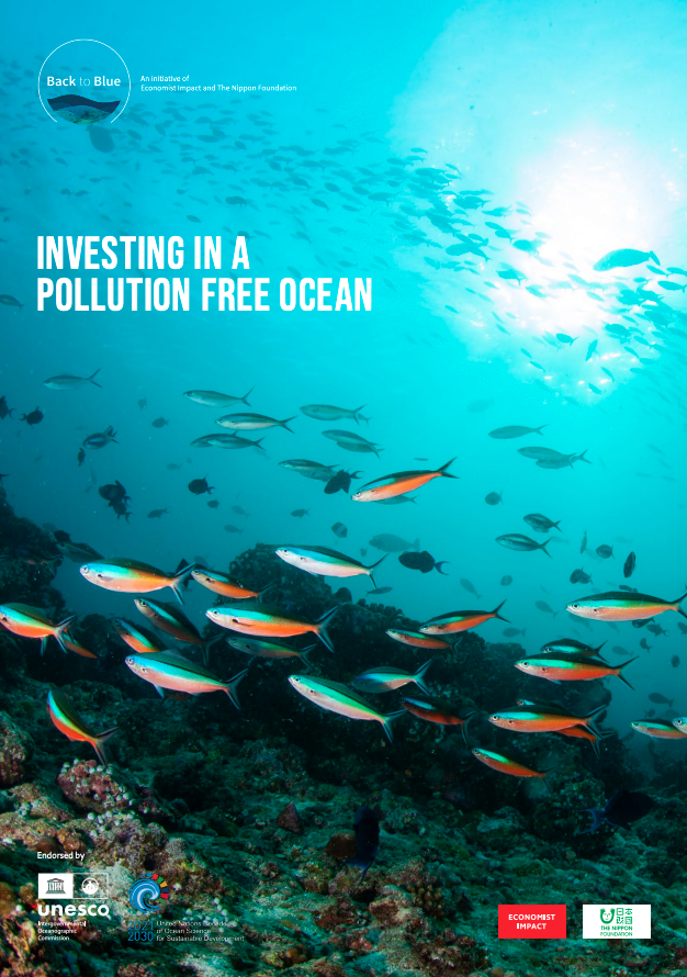 A report cover images featuring a healthy ocean crowded with fish