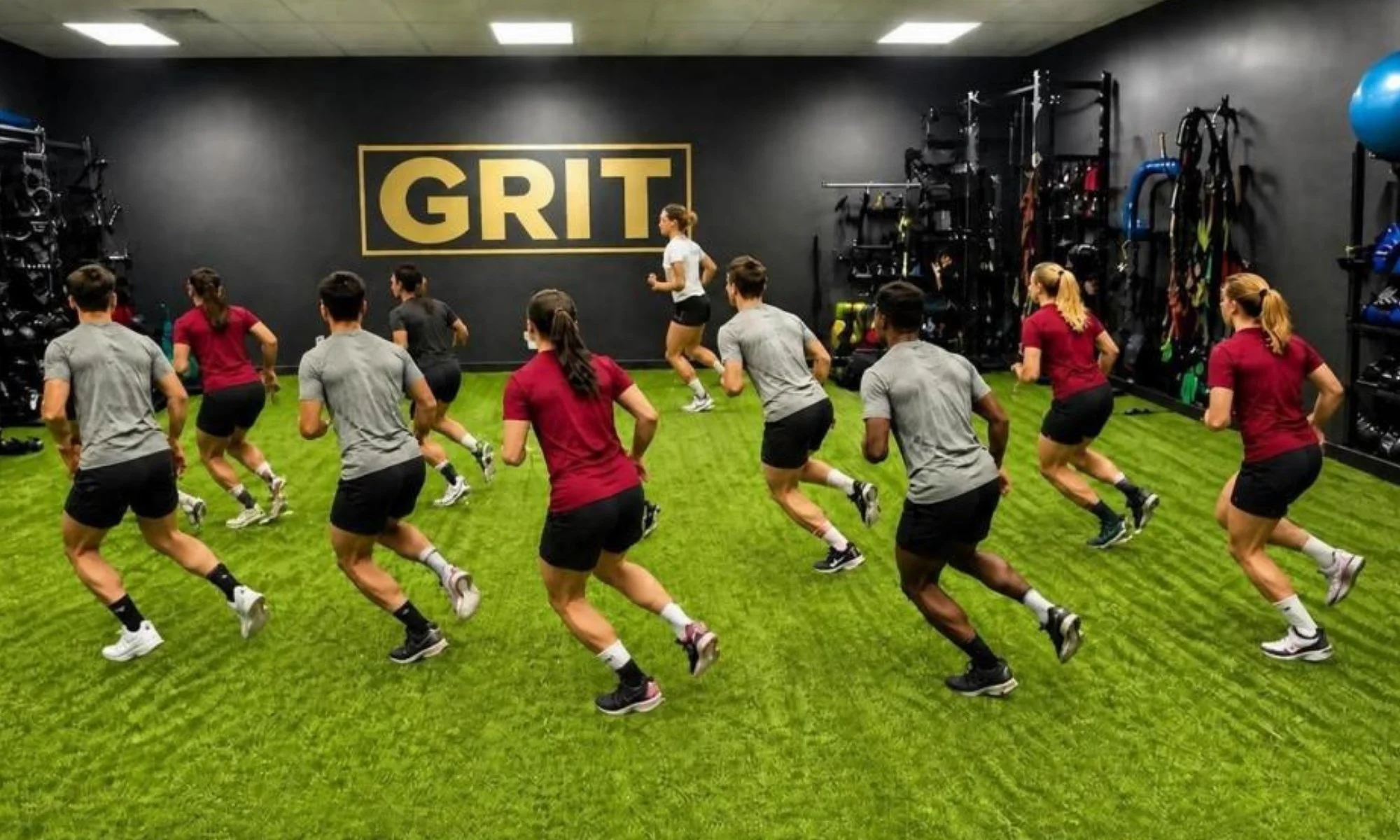 GRIT Athlete trainees are performing drills with Coach Beth