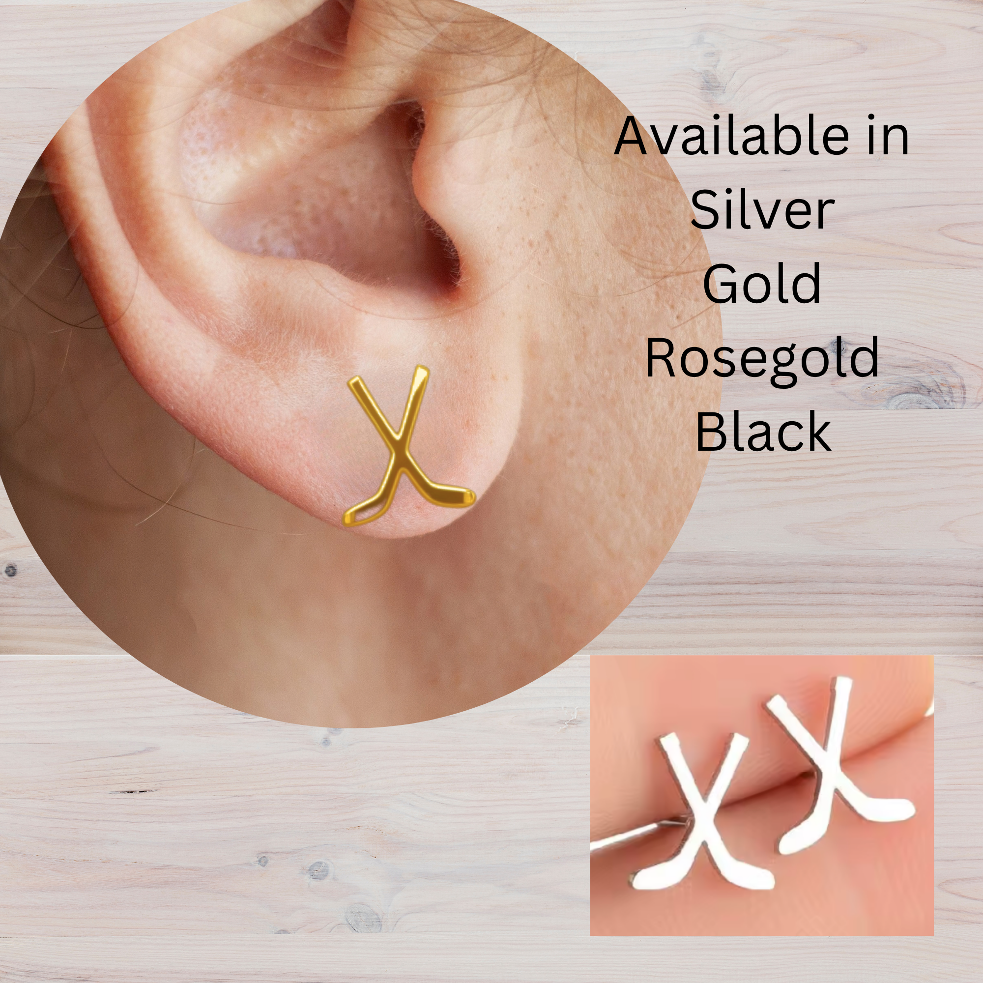 Hockey Stick Earring Stud
