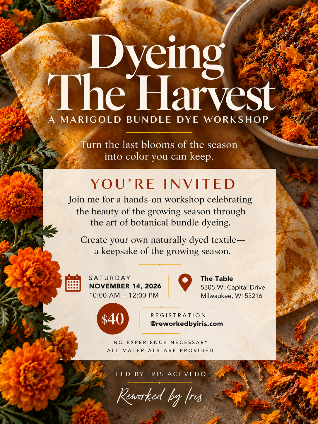 Dyeing the Harvest: A Marigold Bundle Dye Workshop