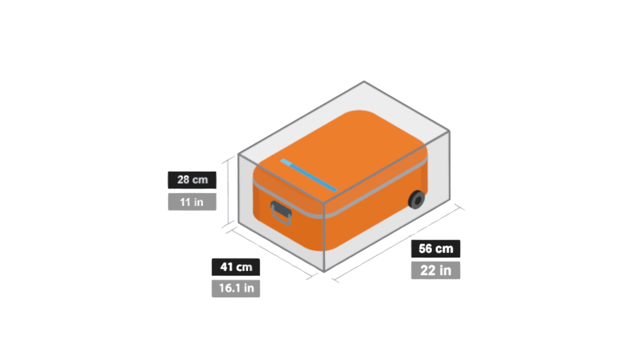 Luggage size example for luggage storage lockers in Valencia