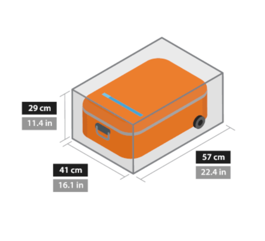 Luggage size example for luggage storage lockers in Valencia.