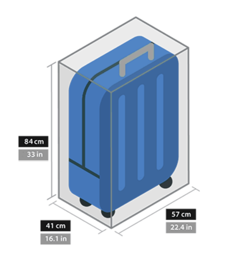 Large suitcase dimensions for luggage storage in Valencia lockers.