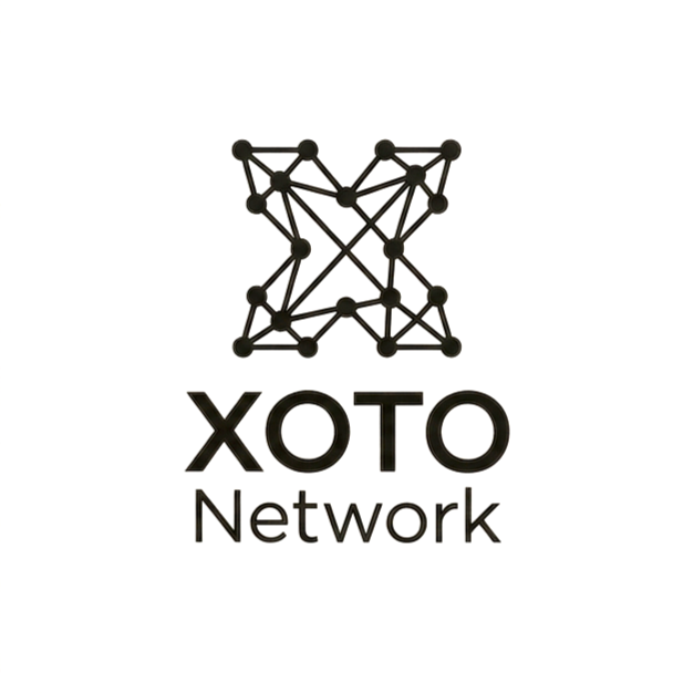 Logo featuring a network of interconnected black dots forming a stylized butterfly with the text 'XOTO Network' below.