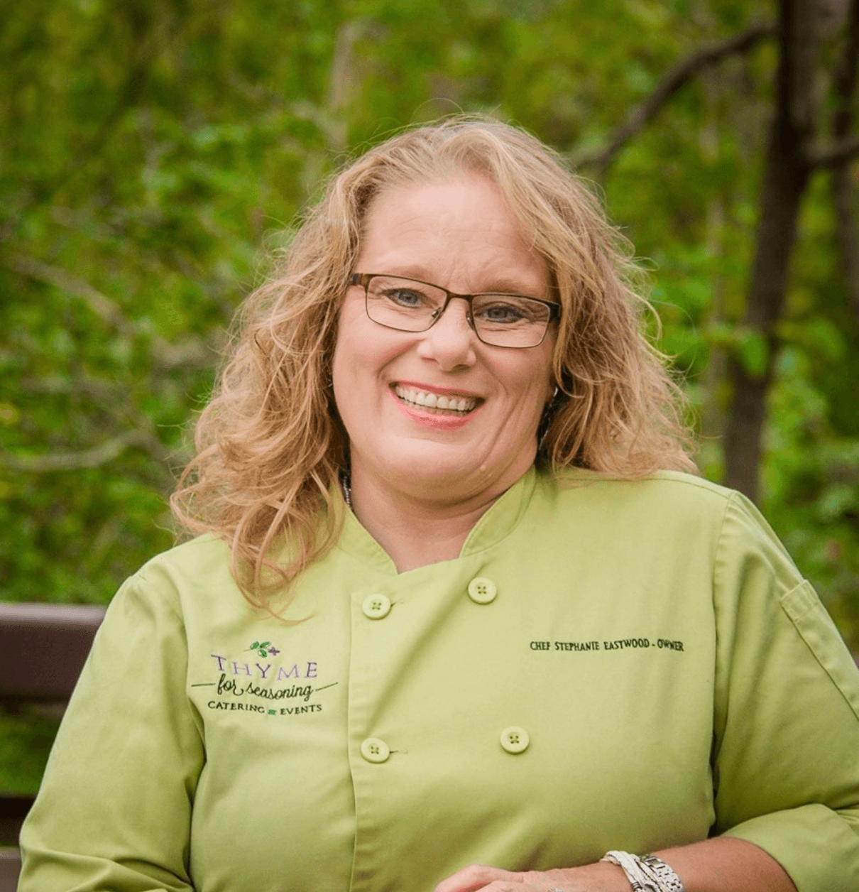 Stephanie, owner of Thyme for Seasoning Catering & Events. Heather did the company's website, manages seasonal sales, promotional material. Designs by Heather.