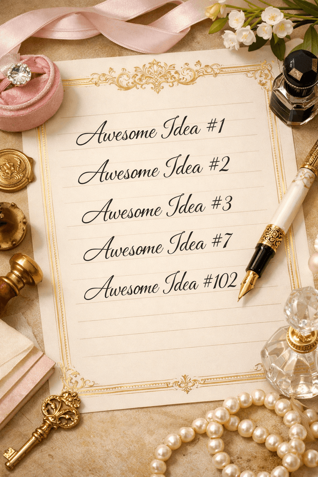 Decorative stationery listing ideas #3, #7, and #102, showing how small business owners need Heather's advice for making processes easier. on the