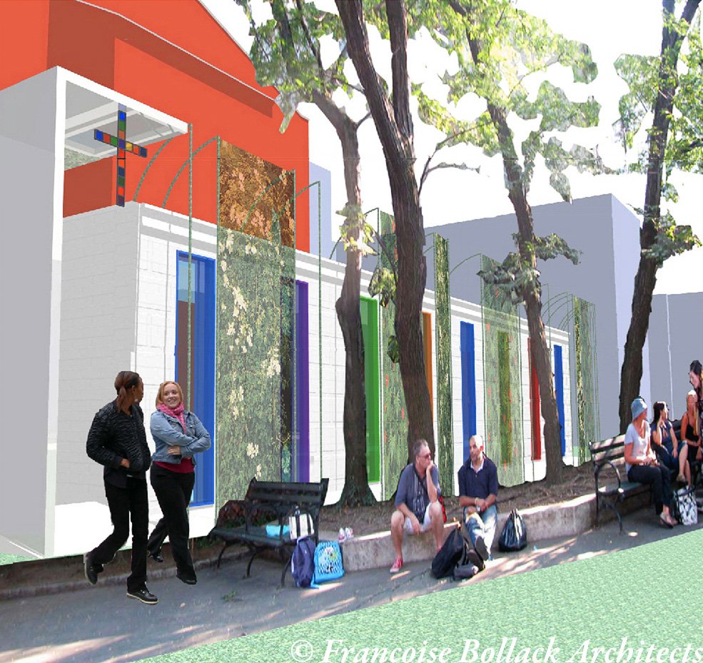  Rear yard addition with an entry that engages the park. 