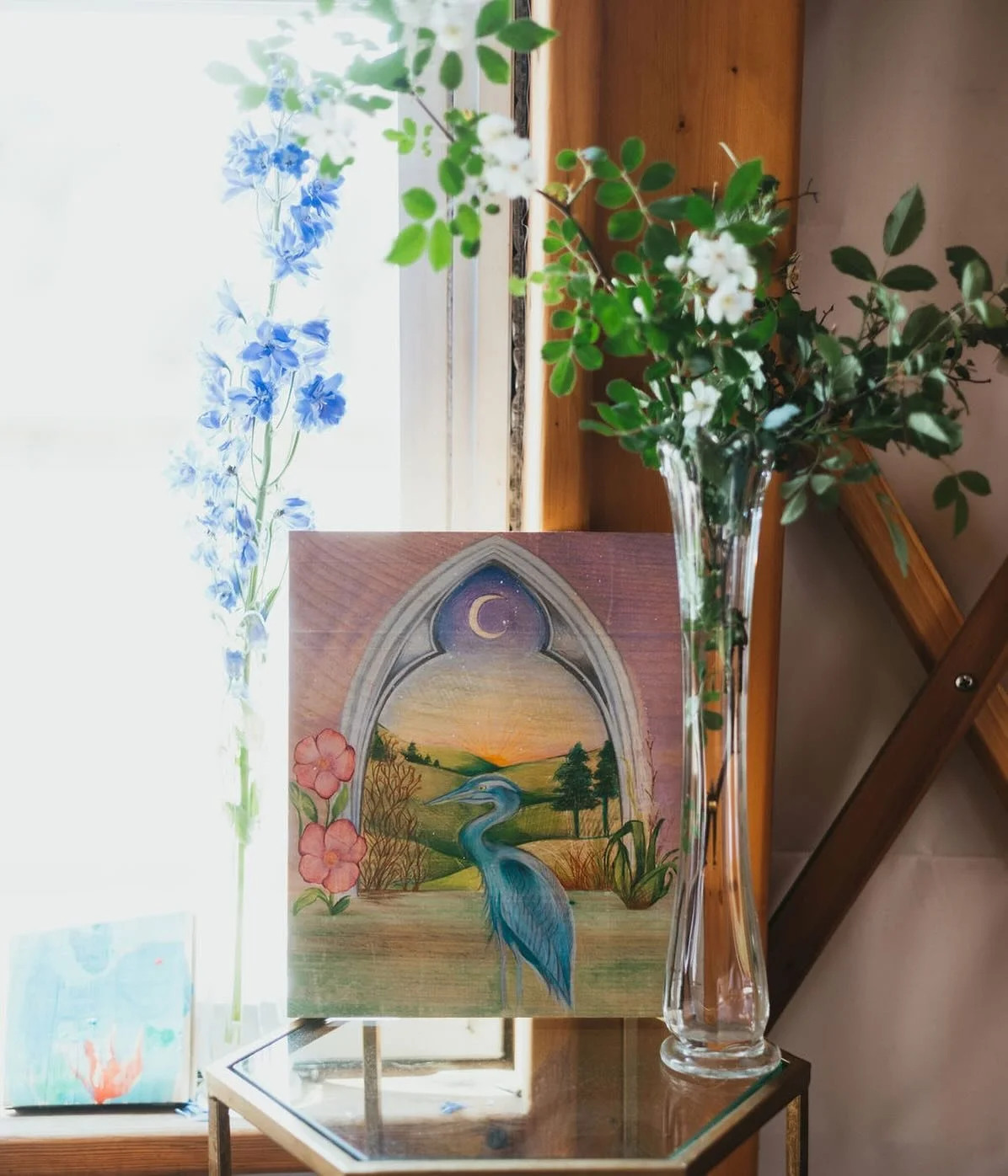 Painting by @kyraaulani , my creative director and branding boss babe behind @themeadowretreat 🌸🌿
Last winter I decided I was ready to outsource one of the many hats I wear as an entrepreneur, I needed help. 
Organizing the digital side of my busin