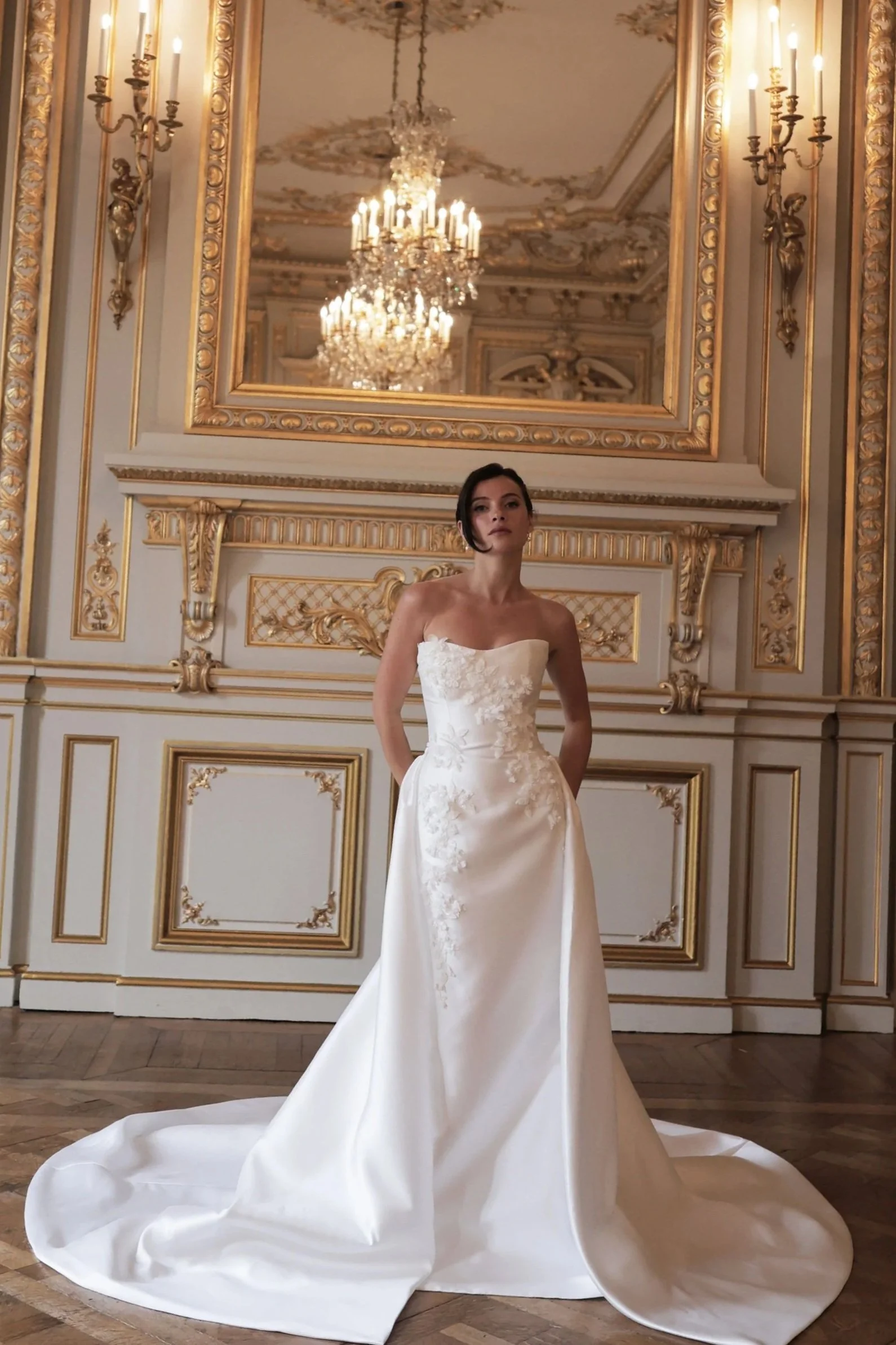 JULIETTE shown with detachable overskirt sample size US 10