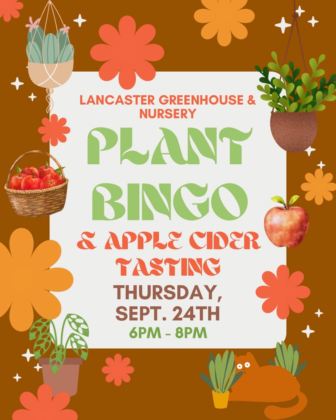 Our September edition of Plant Bingo is LIVE! This month we&rsquo;re serving up Hugus Apple Cider!🍎🌿

Thursday, September 24th &bull; 6 PM &ndash; 8 PM
please arrive by 5:45!

🎟️ $25 per person - TICKETS available on our Eventbrite and Facebook pa