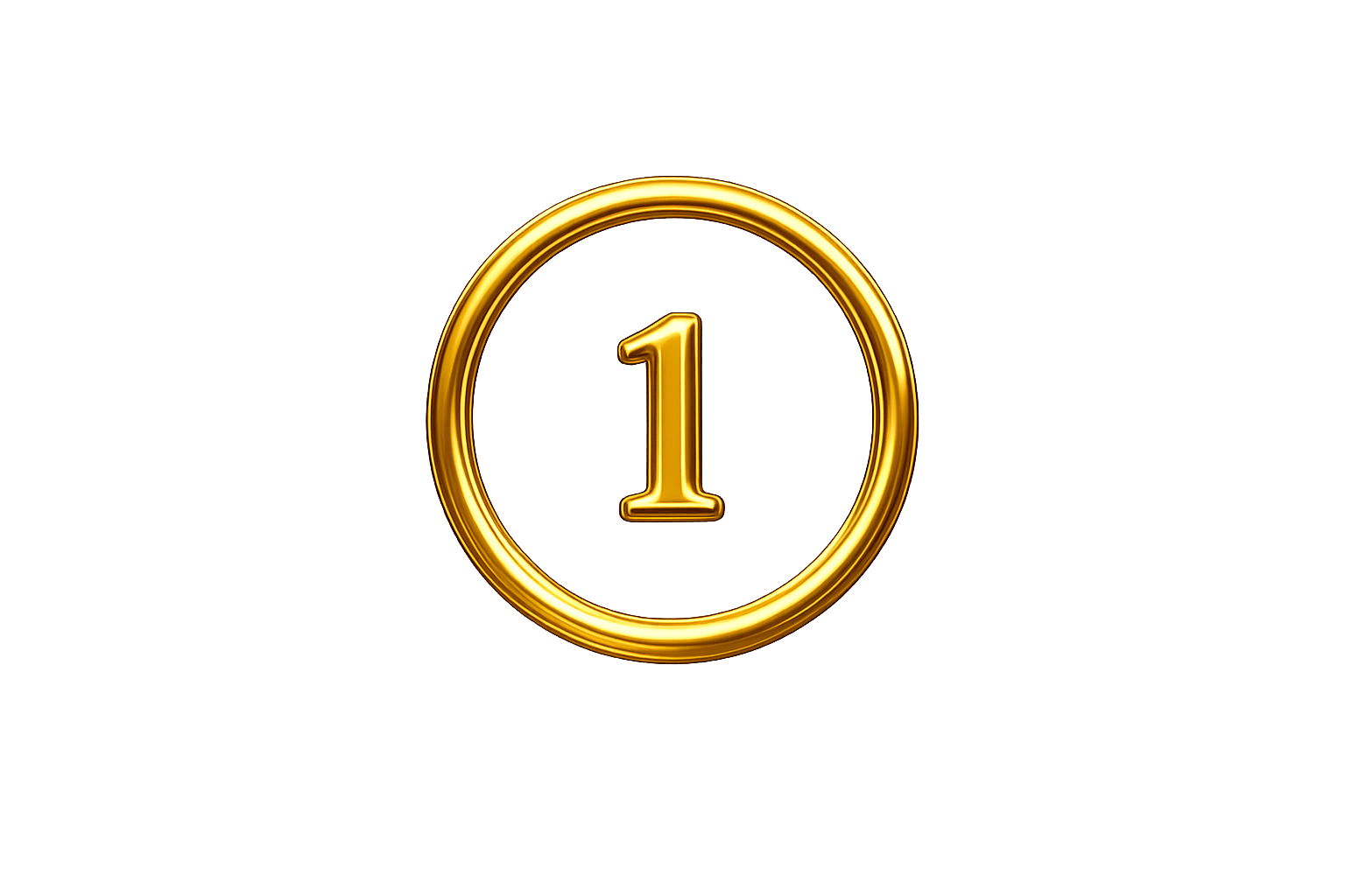 Golden coin with the number 1 in the center.