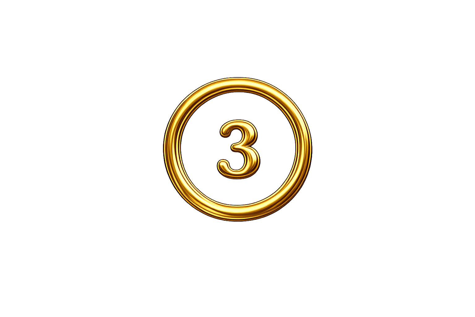 Gold-colored medal with the number 3 in the center, symbolizing third place.