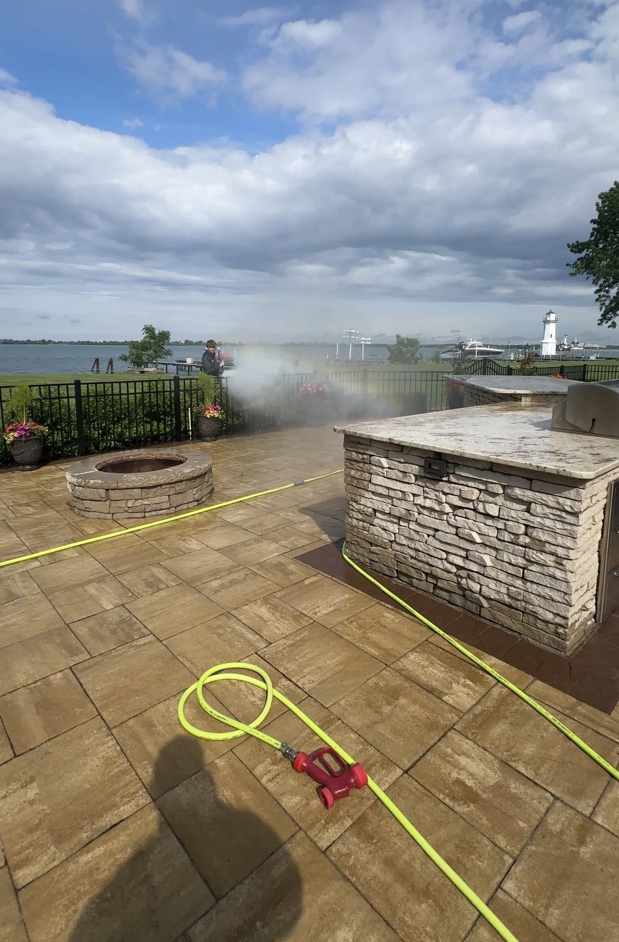 Paver patio cleaning process in Wayne County, MI | Island Shine