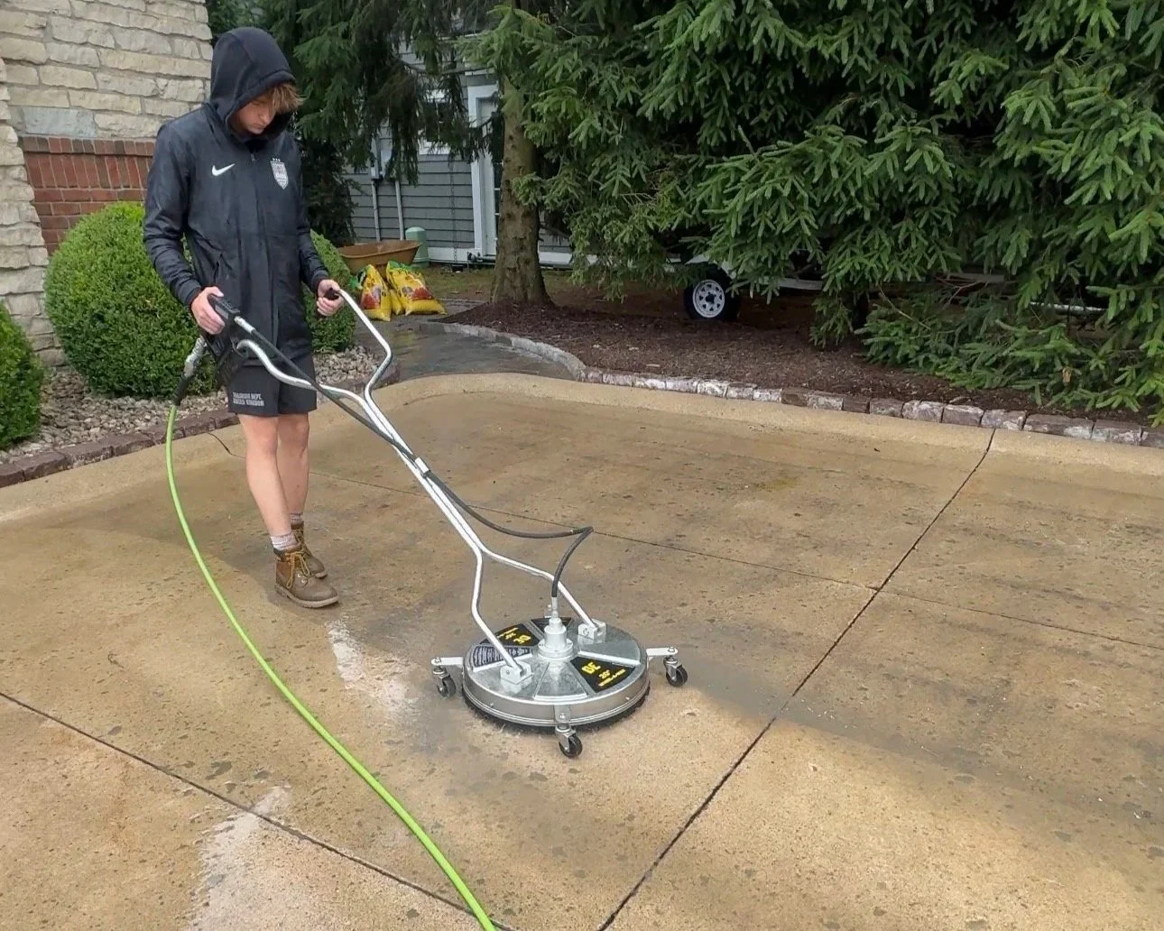 Concrete driveway cleaning process in Wayne County, MI | Island Shine