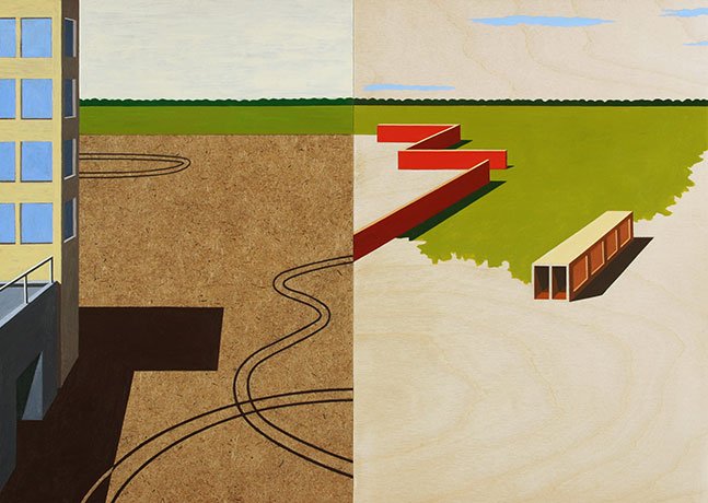   Desecration of Space , 2013  Acrylic on Wood 38×52cm / 15×21in