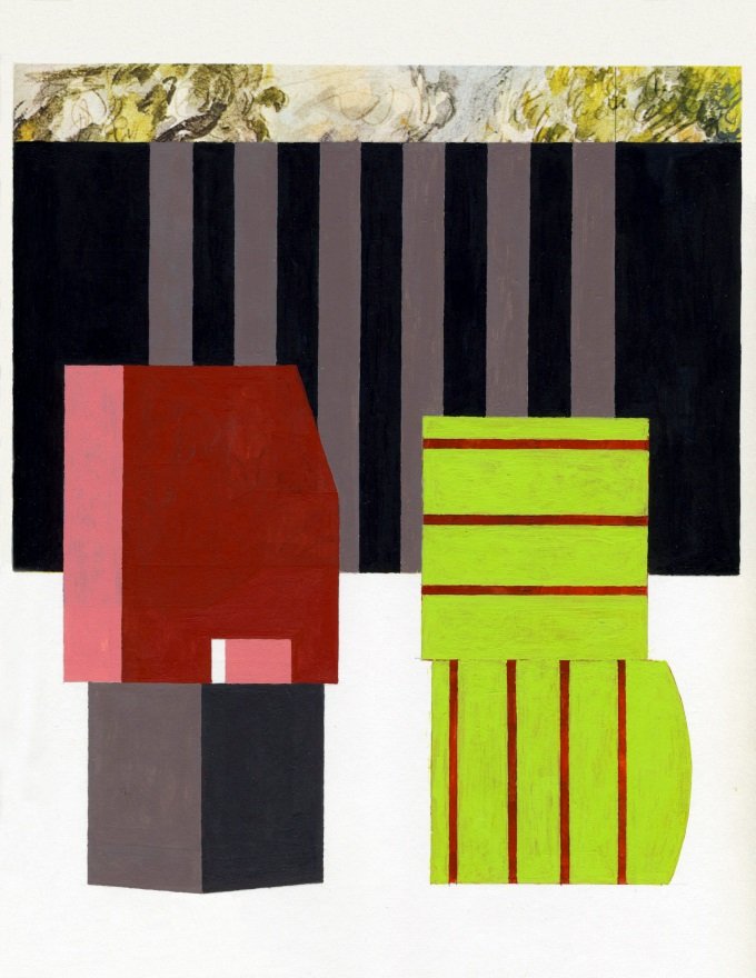   Bathing Stacks , 2017  Acrylic on Paper 31×23cm / 12×9in Private Collection, Kansas City, MO