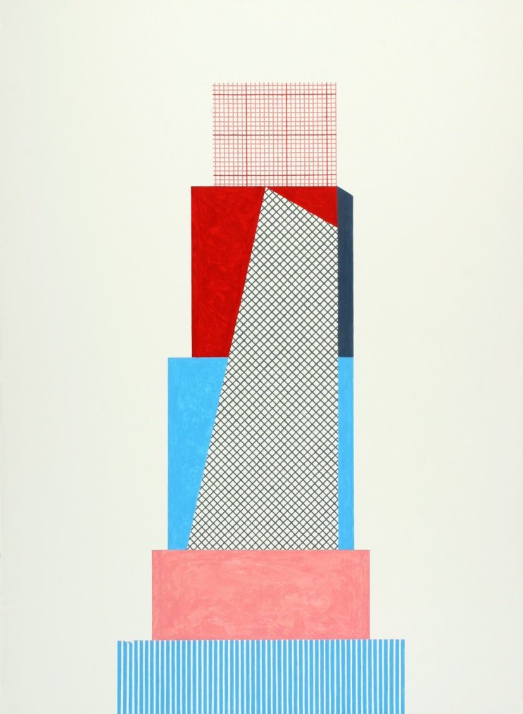   Pedestal Stack , 2017  Acrylic on Paper 81×58cm / 32×23in Private Collection, Kansas City, MO