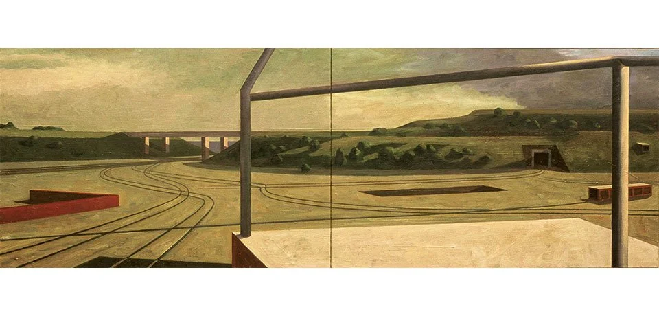   Recent Earthworks , 2002  Oil on Canvas 45×120cm / 18×48in Public Collection, Museum Angerlehner, Wels, Austria