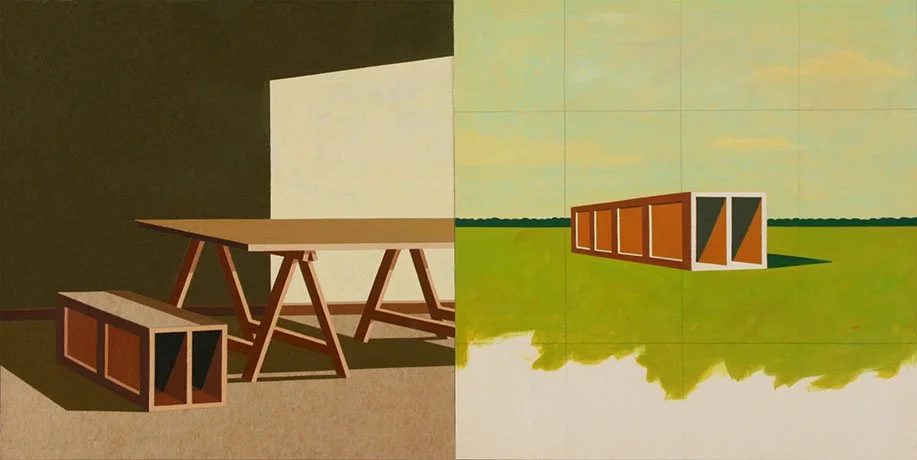   Re-engineered Spaces , 2013  Acrylic on Wood 30×57cm / 12×23in Private Collection, Kansas City, MO