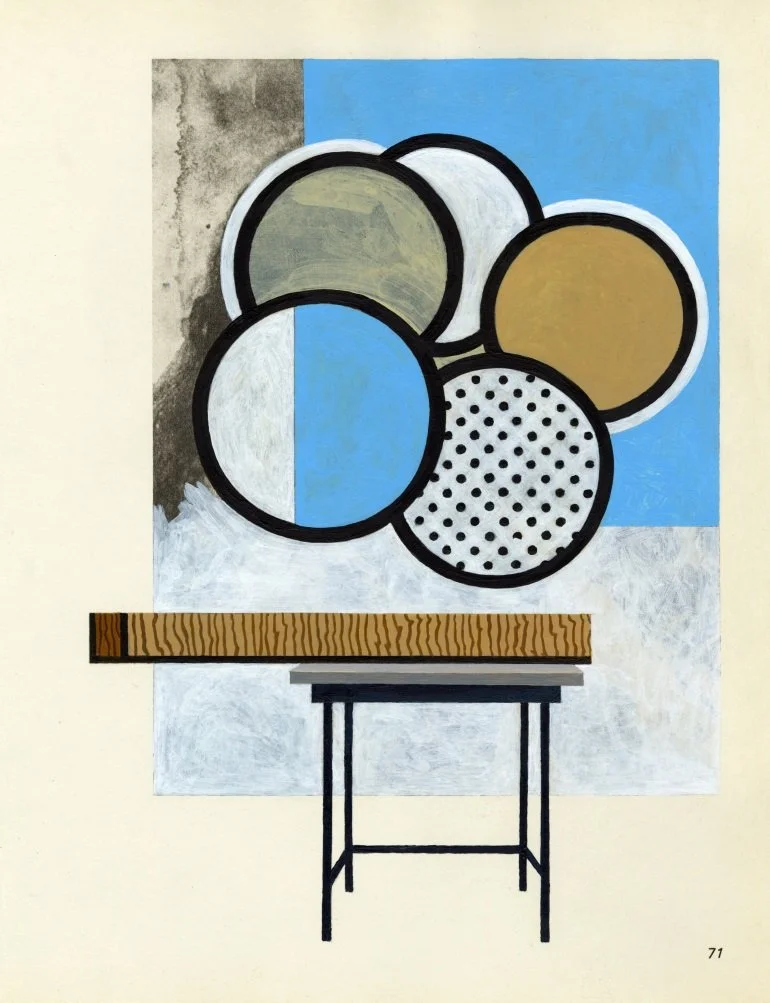   Clustered Table , 2018  Acrylic on Paper 31×23cm / 12×9in Private Collection, Los Angeles, CA