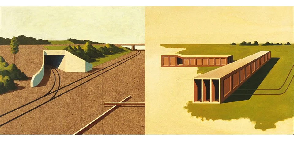   Comparative Spaces , 2009  Acrylic on Wood 35×80cm / 14×32in Private Collection, Murray, KY