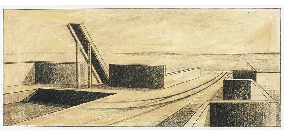   Foundation Sketch #3 , 2004  Charcoal and Acrylic 34×81cm / 14×32in