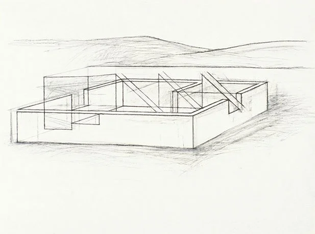   Foundation Sketch #4 , 2006  Charcoal 39×68cm / 15×23in