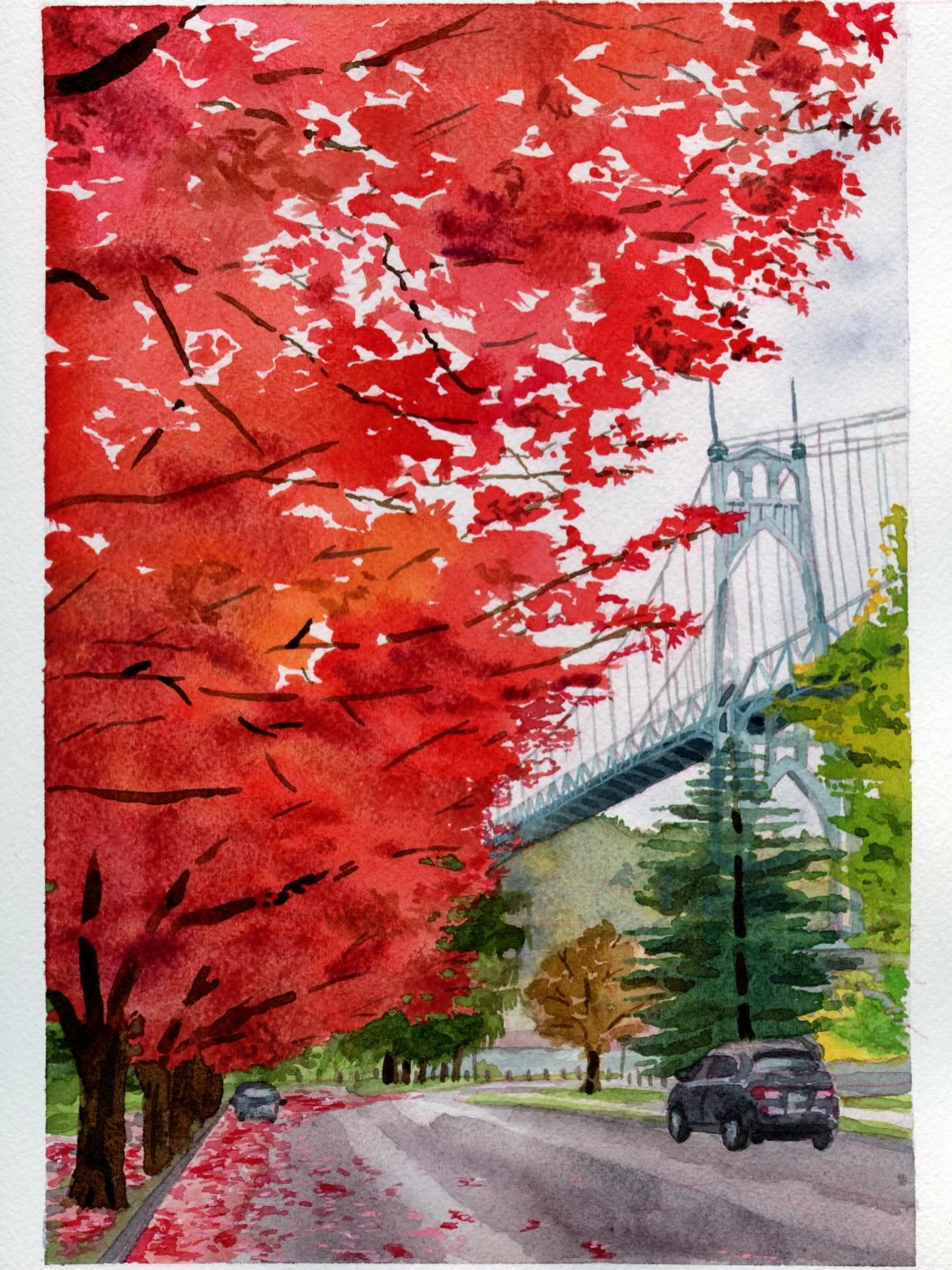 A painting I did for my friend of her favorite season. I took such nice photos in cathedral park in St. John&rsquo;s.
I might try selling some prints of this some time! I love how it turned out
#watercolorpainting #cathedralpark #portlandartist #wate