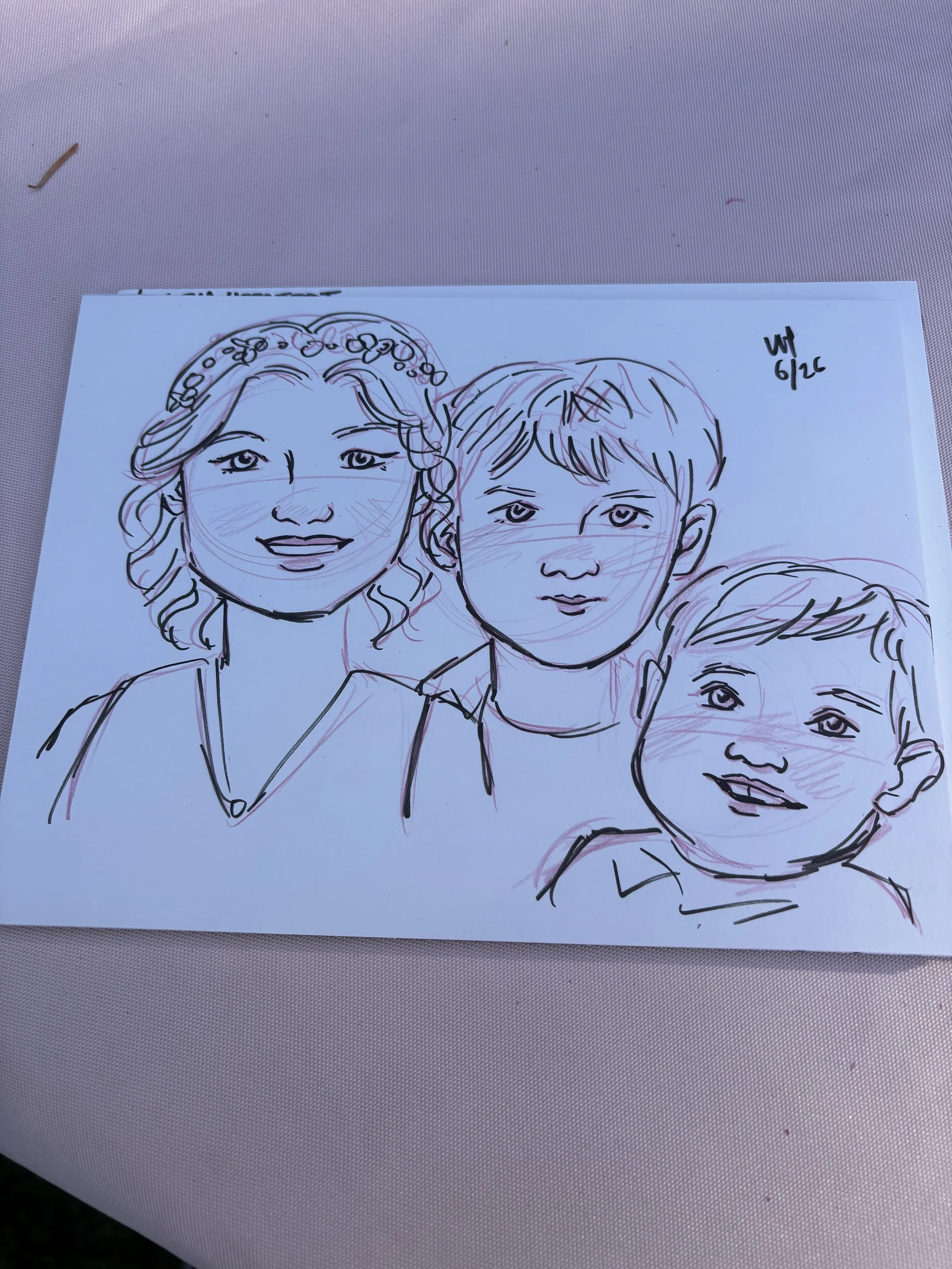 Live portrait drawing at cedarvale events